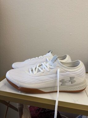 Under Armour Men’s White Sneakers with Gum Sole Accent